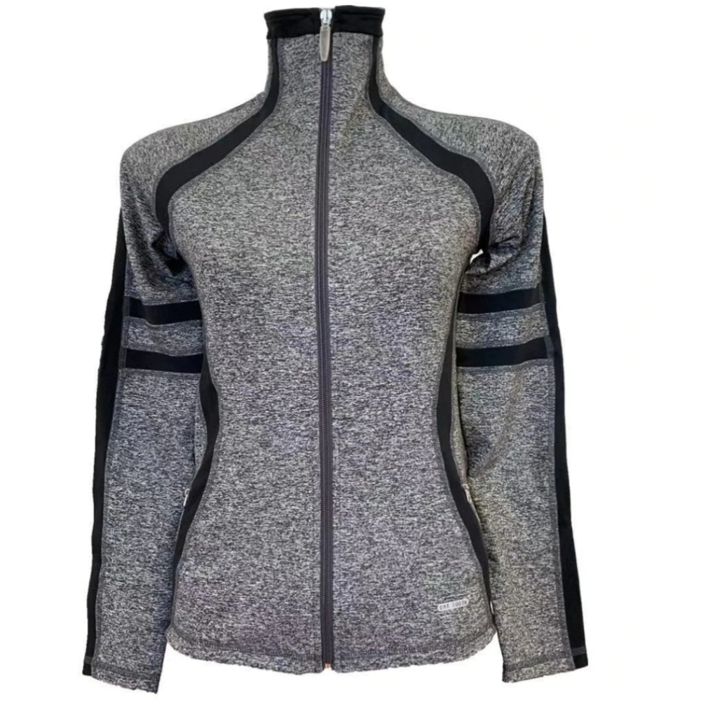Grey and Black Zip Diamond Yoga Jacket from One Tooth